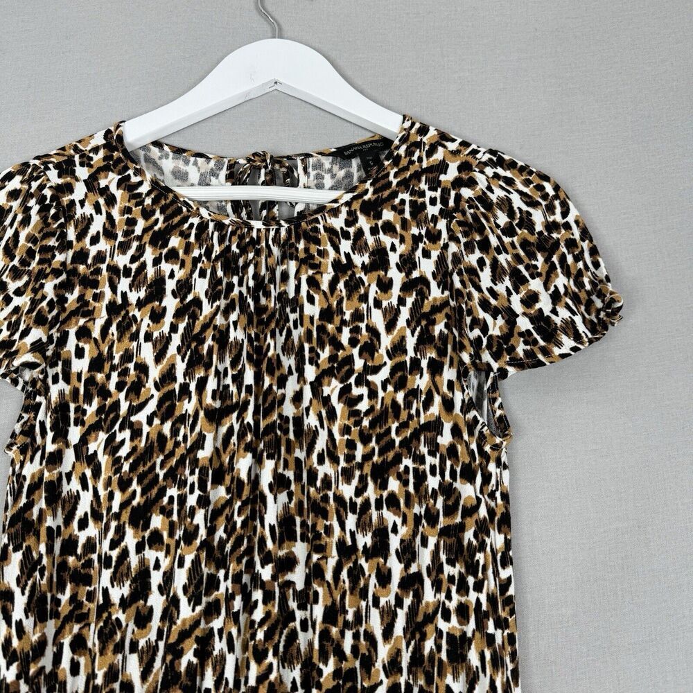 Banana Republic Womens Dress Small Tall Brown Cheetah Midi Flutter Slip Y2K 90s - Picture 2 of 12